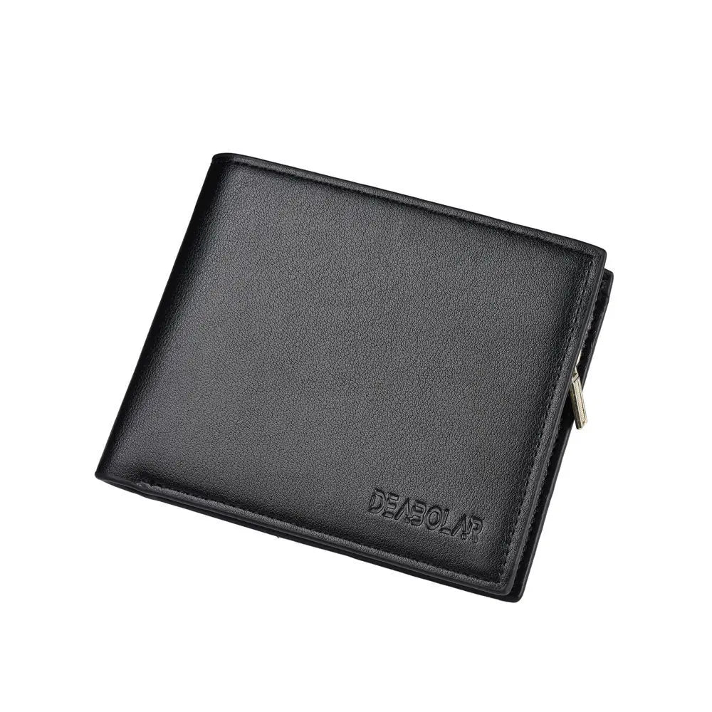 新作メンズウォレット 多機能IDクレジットカードホルダー 三つ折りマネークリップ 高品質レザー ジッパー小銭入れ