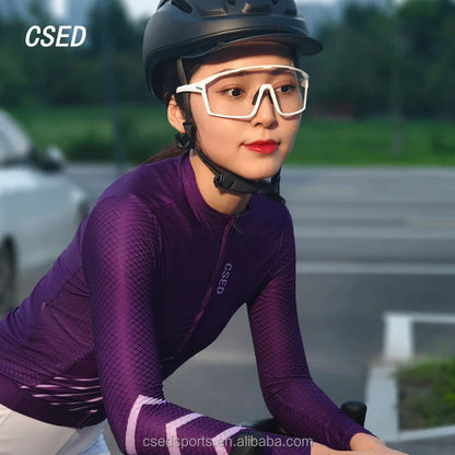 レディース サイクリングジャージ 速乾性 長袖 スリム バイクウェア 通気性 軽量 ソフト レーシング チーム スポーツウェア OEM