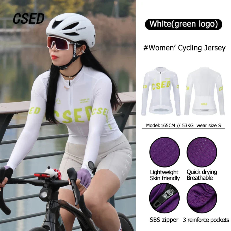 レディース スリムフィット 長袖 サイクリング スポーツシャツ 通気性 自転車ウェア 軽量 OEM ロードバイクウェア カスタムチーム