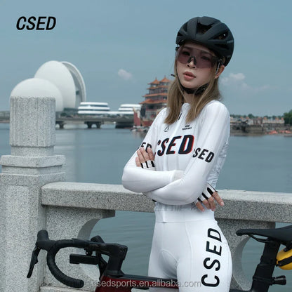 レディース スリムフィット 長袖 サイクリング スポーツシャツ 通気性 自転車ウェア 軽量 OEM ロードバイクウェア カスタムチーム