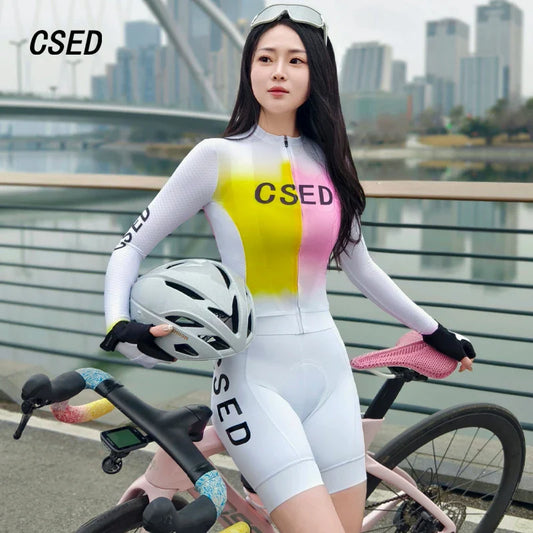 カスタム レディース サイクリングジャージ 通気性 長袖 自転車ウェア 速乾性 軽量 OEM