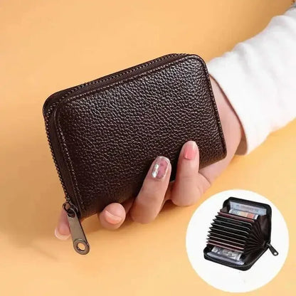 マルチスロットカードホルダー ヴィンテージ スモールウォレット レディース メンズ ビジネス バンク クレジットカードバッグ メンズ コインポーチ ソリッドレザー ジッパーウォレット